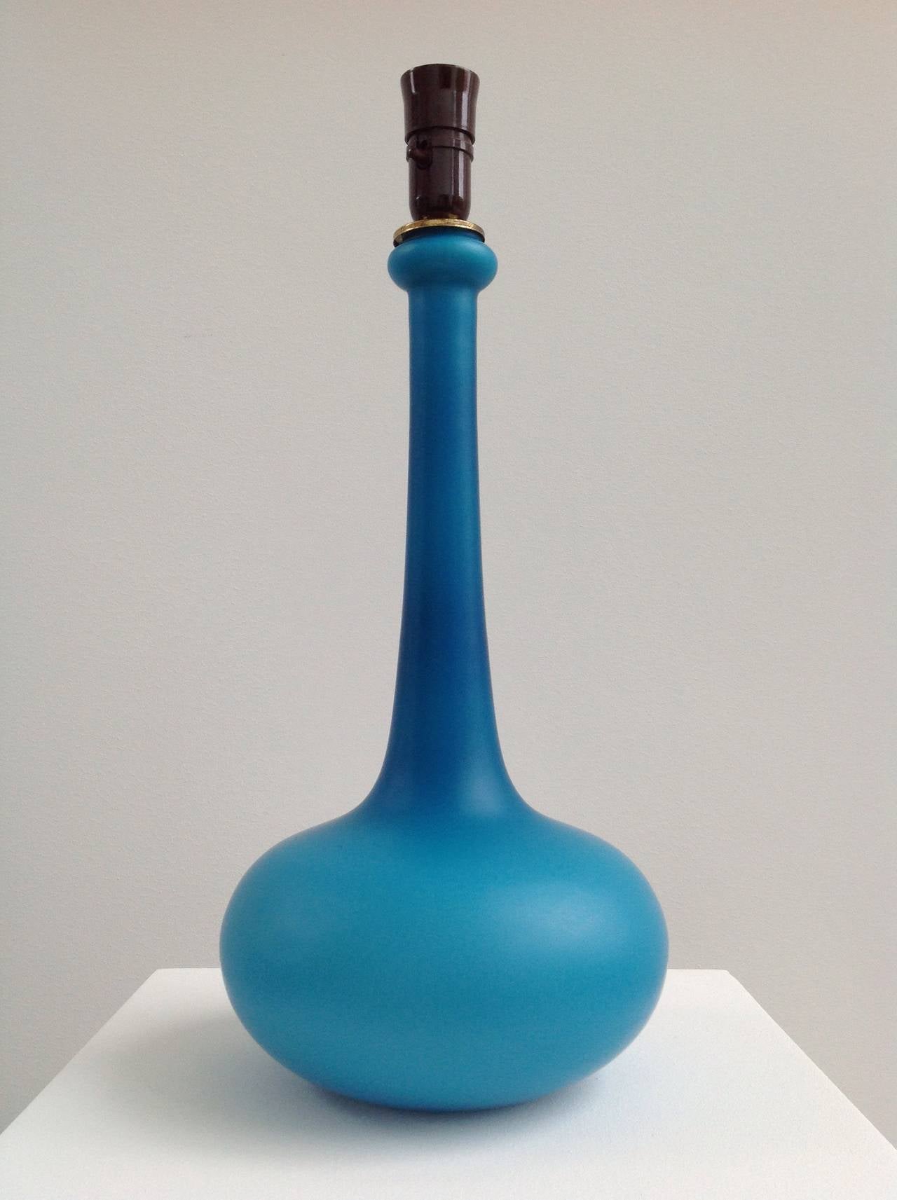 Beautiful Sea Blue Blown Table Lamp by Holmegaard Denmark, 1960 1