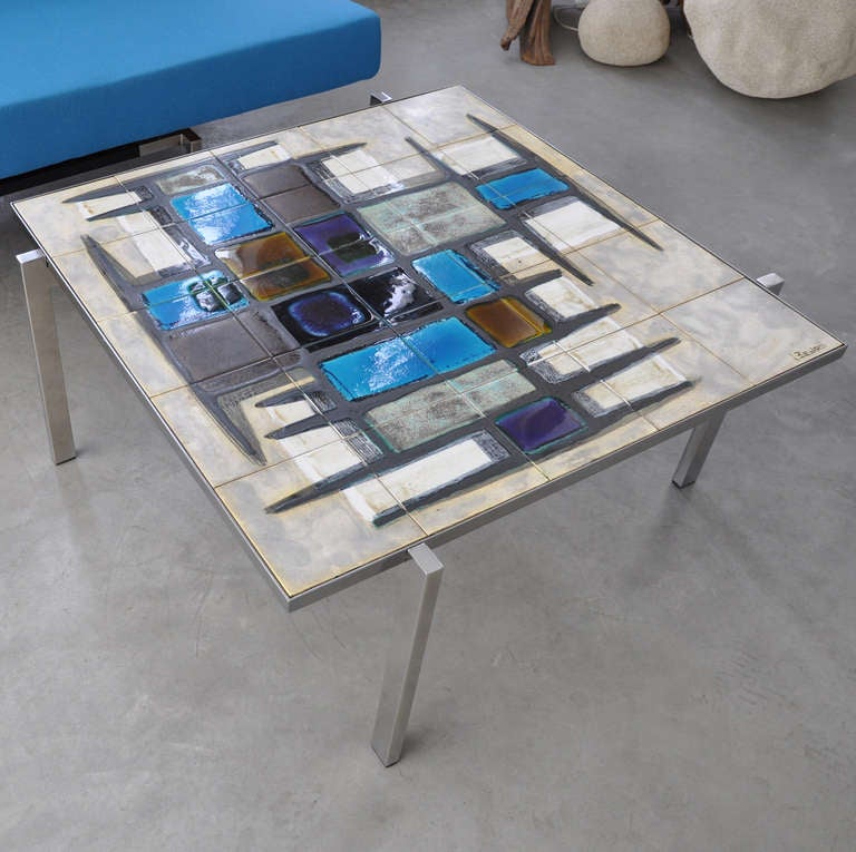 Beautiful Coffee Table By Belgian Artist Juliette Belarti, Anno 1950. In Excellent Condition In Brussels, BE