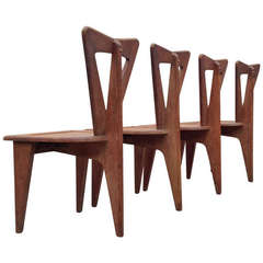Very Rare, French Guillerme & Chambron Chairs in Oak