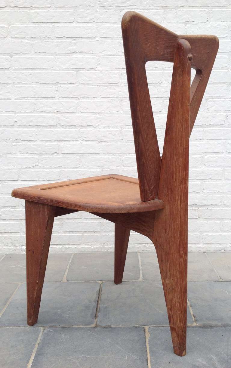 Very Rare, French Guillerme & Chambron Chairs in Oak 1