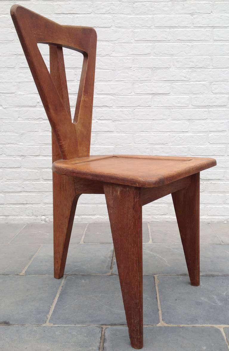 Very Rare, French Guillerme & Chambron Chairs in Oak 3