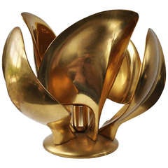 Beautiful Lamp, Lily Sculpture Of Solid Bronze In The Style Of Maison Charles