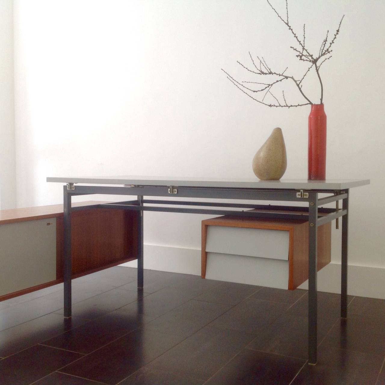 Mid-Century Modern Early Architectural Desk in the Style of Florence Knoll