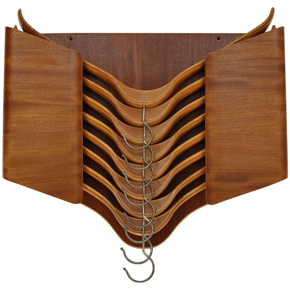 Coat Hanger Storage in Plywood, Made in Sweden For Sale