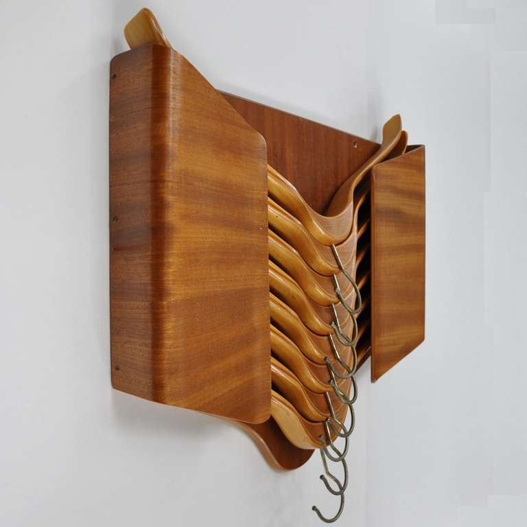 Swedish Coat Hanger Storage in Plywood, Made in Sweden For Sale