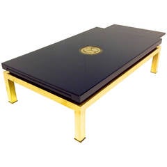 Used Brass with Chinese Lacquered Wood, Coffee Table by Tommaso Barbi