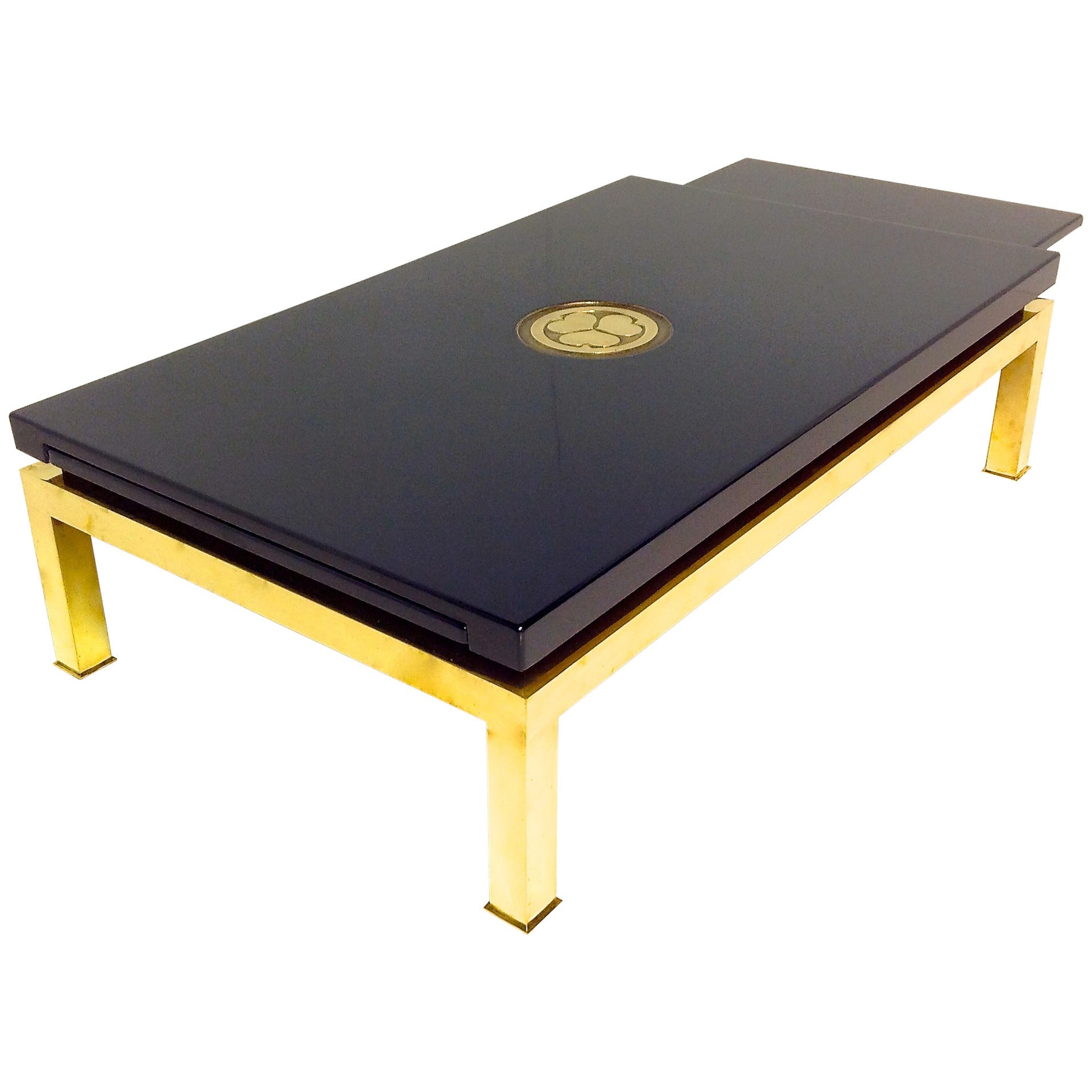 Brass with Chinese Lacquered Wood, Coffee Table by Tommaso Barbi