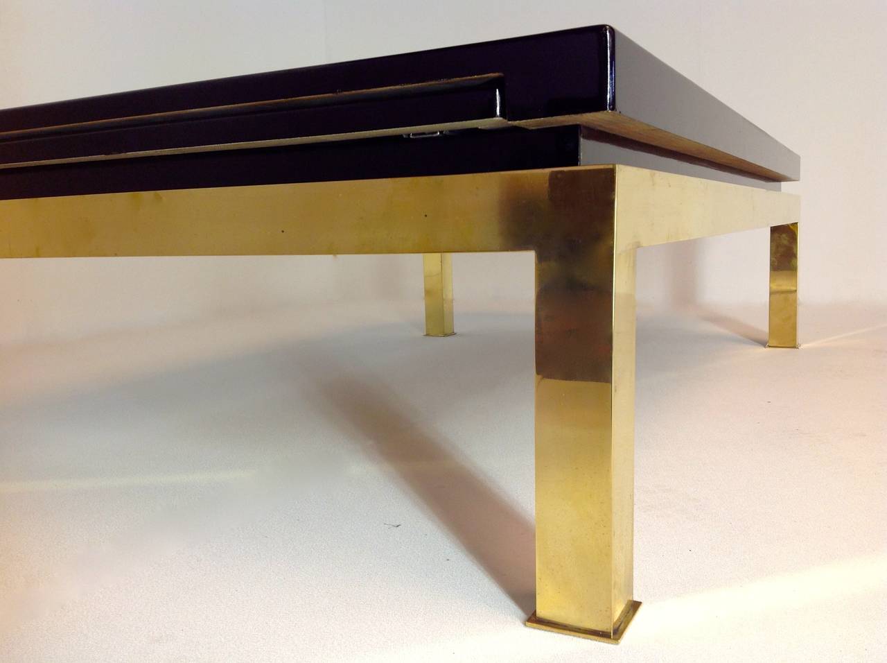 Brass with Chinese Lacquered Wood, Coffee Table by Tommaso Barbi 2