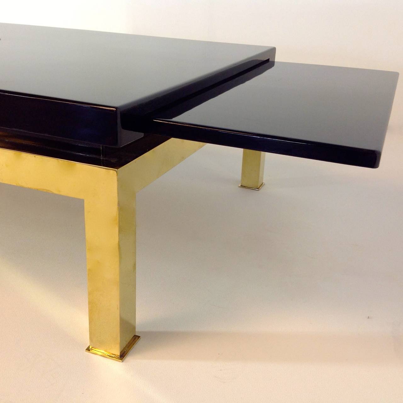 Late 20th Century Brass with Chinese Lacquered Wood, Coffee Table by Tommaso Barbi