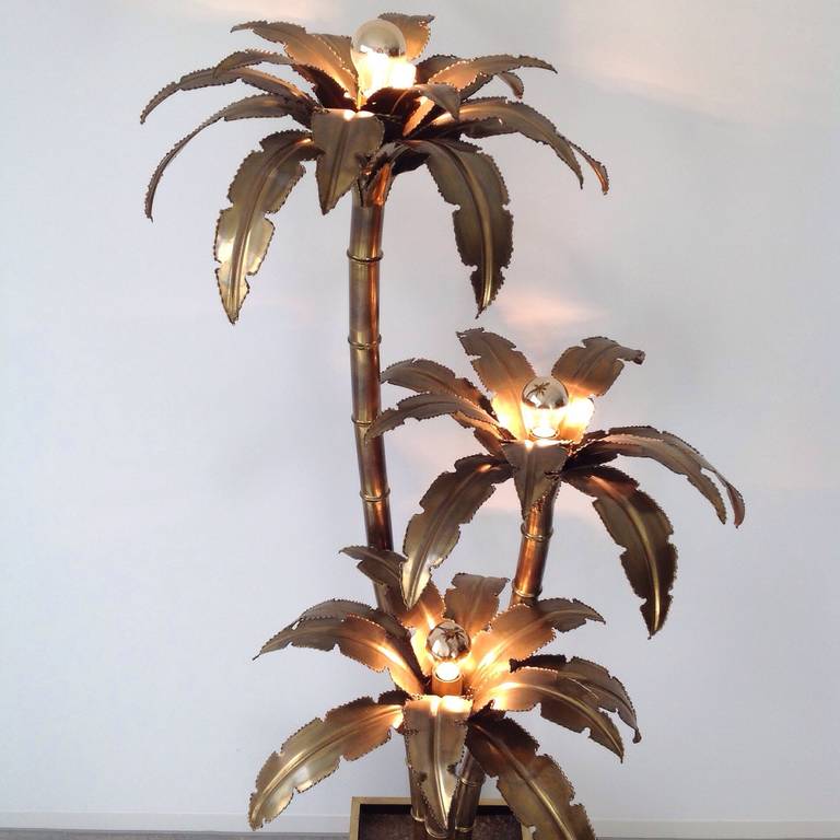 Français Belle lampe élégante en forme de palmier conçue par la Maison Jansen, livraison gratuite dans le monde entier