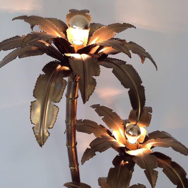 Fin du 20e siècle Belle lampe élégante en forme de palmier conçue par la Maison Jansen, livraison gratuite dans le monde entier
