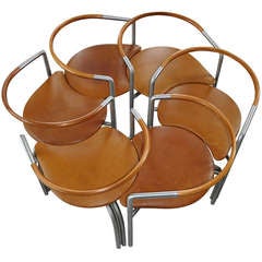 6 Beautiful Scandinavian Table Chairs, Flower Shape When Put Together, 1980s