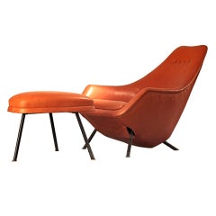 Lounge or Rocking Chair with Ottoman, 1950s