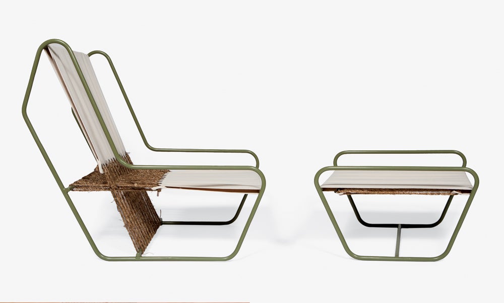 Rod Series 'Flip Lounge' Armchair, Canvas and Jute