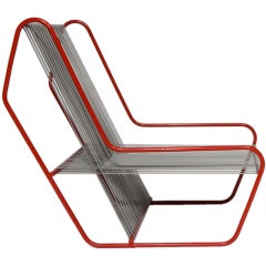 Rod Series 'Flip Lounge' Armchair, Red with Grey Flat Vinyl Cord