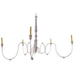 Large Swoop Arm Chandelier with Vintage Italian Mirrored Candlestick