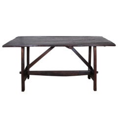 19th C Colonial Wooden Trestle Table