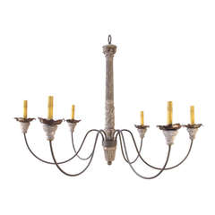 Chandelier Created with Antique Carved Wood Candlestick