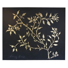 Large Gold Leaf, Chalk and Acrylic on Canvas by Kathy King