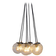 Vintage Crackle Glass 7 Light Chandelier
