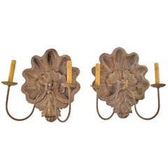 Custom Large Hand Carved Shell Sconces