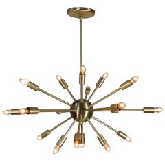 Vintage Inspired 18 Light Satin Brass Sputnik Chandelier