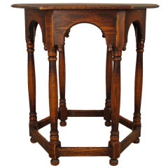 Antique Hexagonal Oak Revival Table