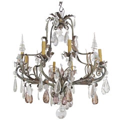 Antique Spanish Multi Colored Crystal Chandelier
