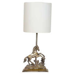 Horse Silver Plated Brass Lamp