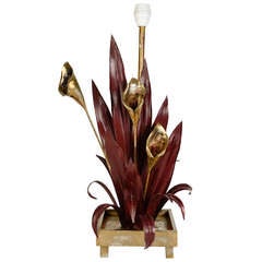 Flowers Shaped Guilded Brass Lamp