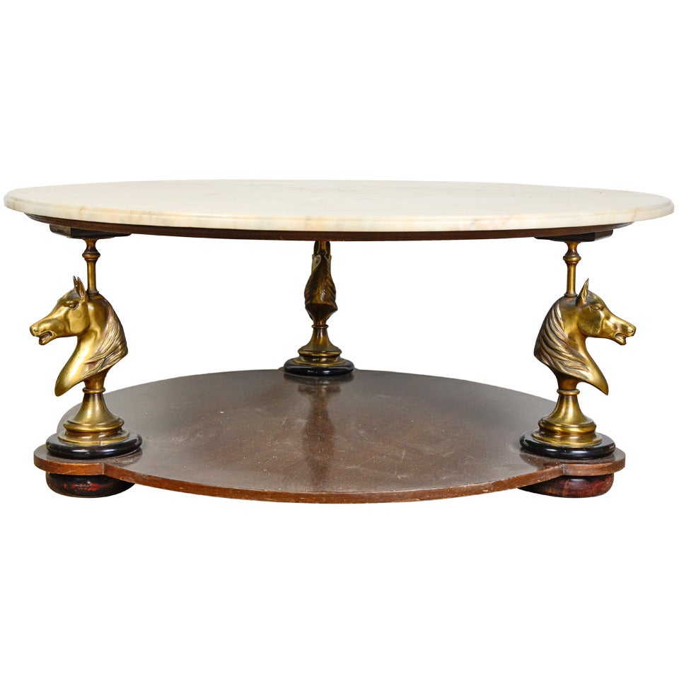 Horse Shaped Feet and Marble Tray Coffee Table For Sale