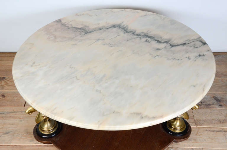 Mid-20th Century Horse Shaped Feet and Marble Tray Coffee Table For Sale