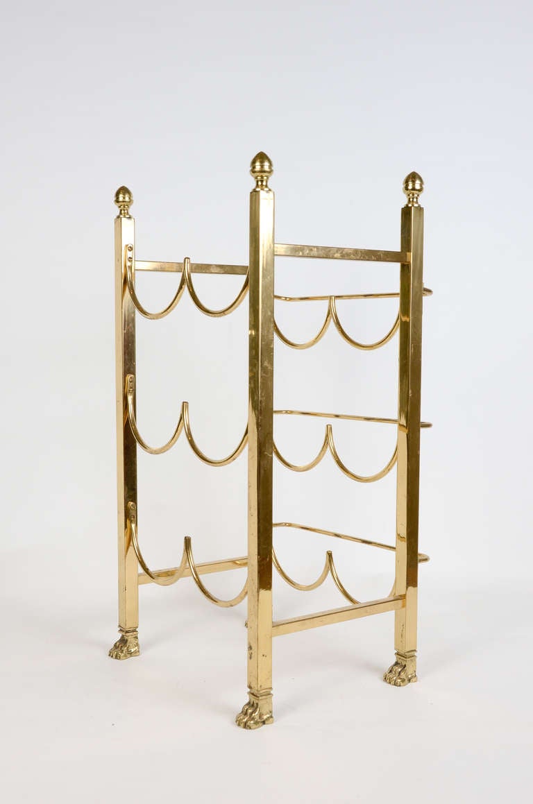 50's Gilded Brass and Claw Shaped Feet Bottle Carrier