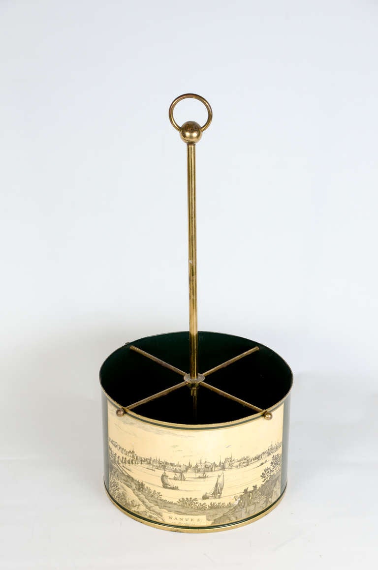 Painted Sheet Metal With Guilded Brass Handle Bottles Carrier