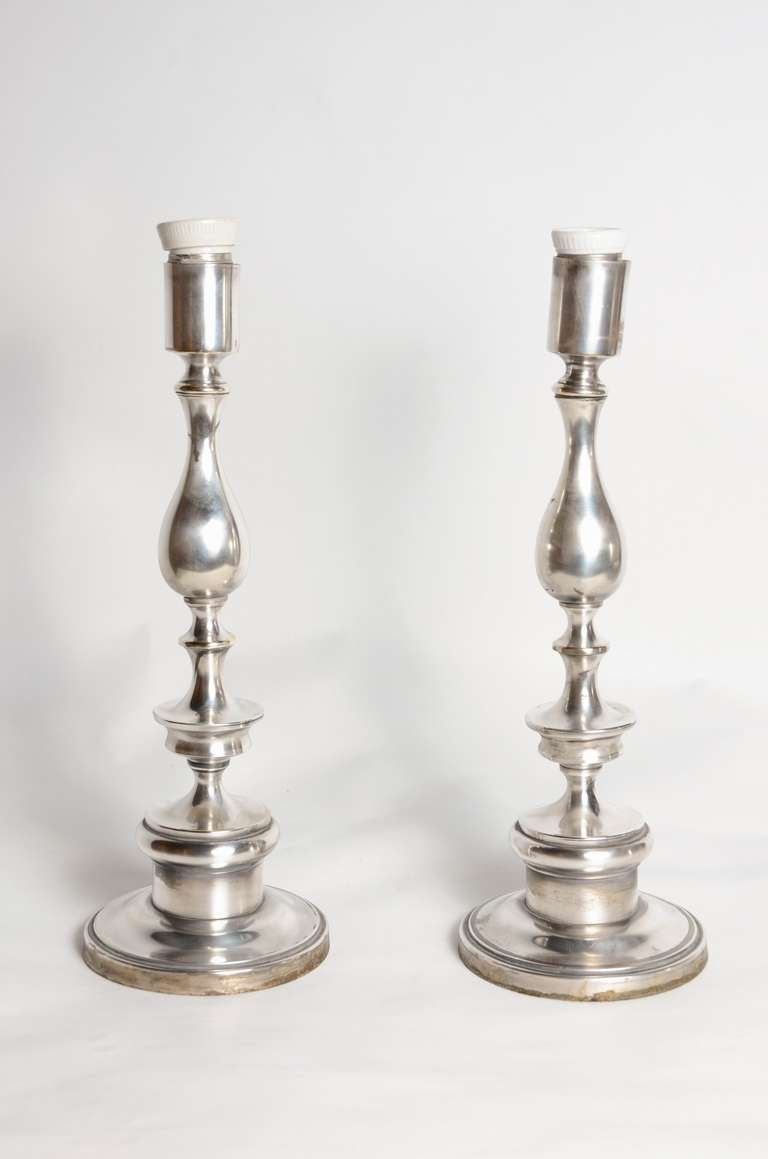 Pair of Silver Plated Brass Lamps