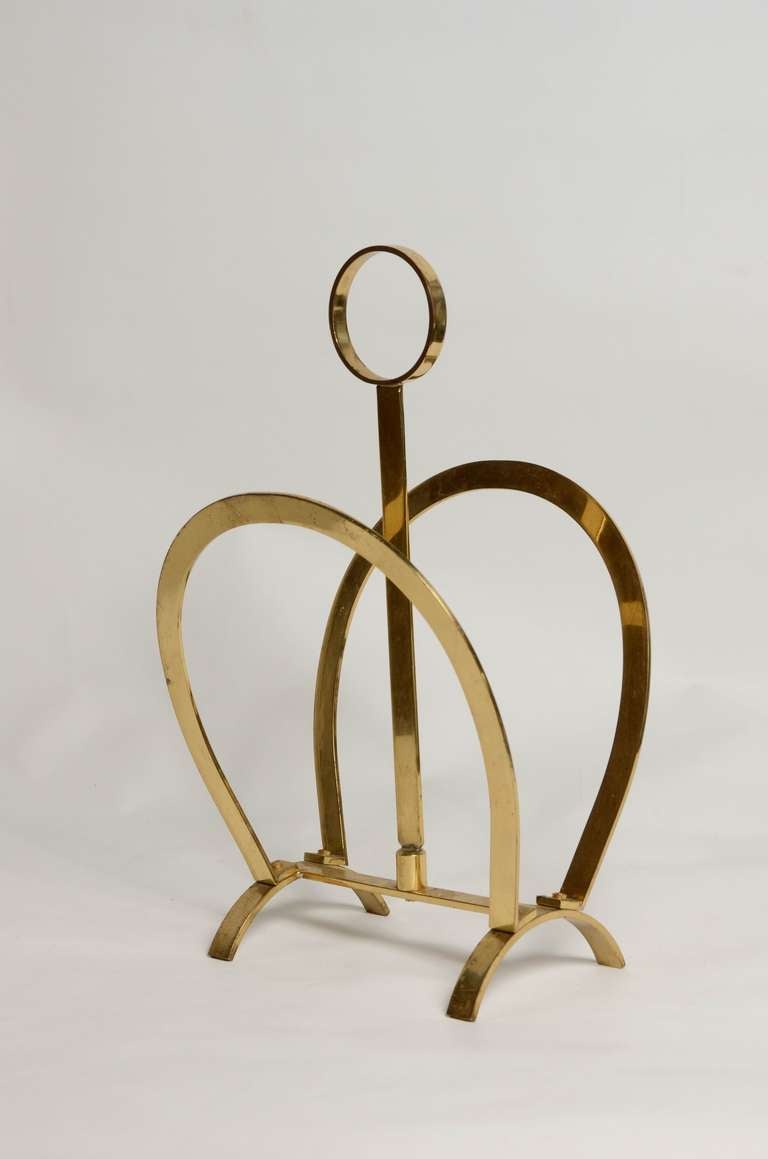 In the Style of Lancel Gilded Brass Magazine Rack