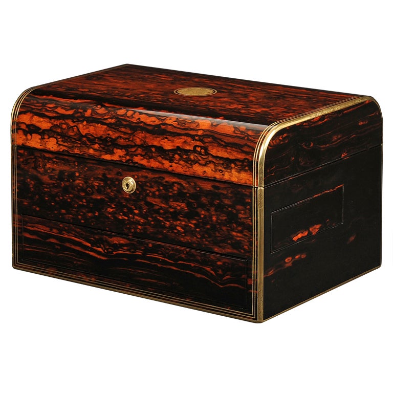 Coromandel Dome Top Antique Jewelry Box For Sale