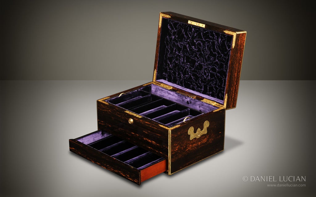 19th Century Antique Jewelry Box in Coromandel by Leuchars For Sale