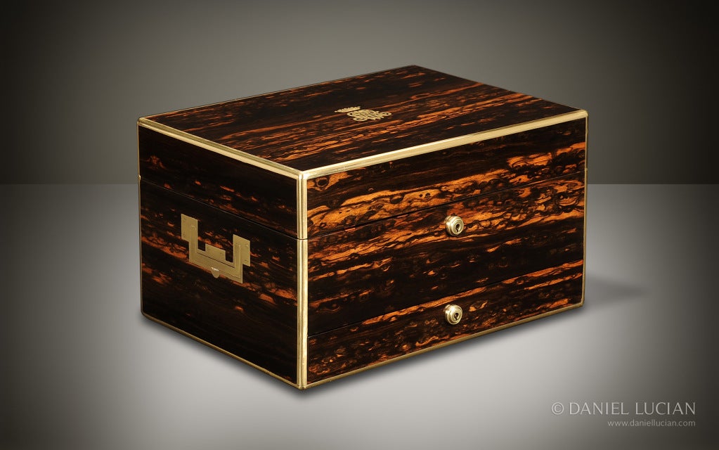 English Antique Jewelry Box in Coromandel by Asprey For Sale