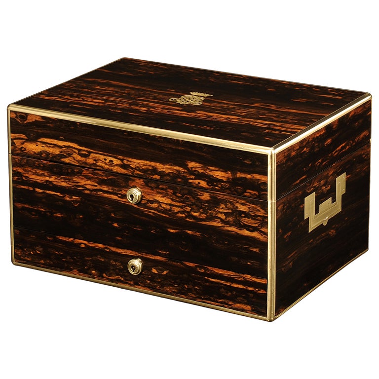Antique Jewelry Box in Coromandel by Asprey For Sale
