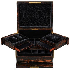 Antique Jewelry Box in Coromandel with Cantilever Mechanism