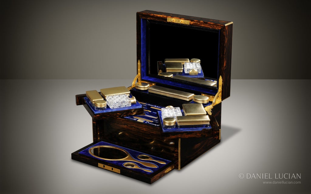 English Antique Dressing Case in Coromandel by Betjemann & Sons For Sale