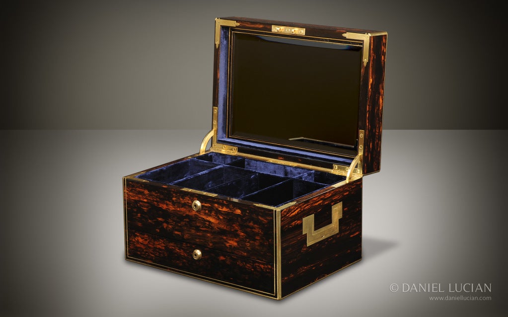 English Asprey Antique Jewelry Box in Coromandel For Sale