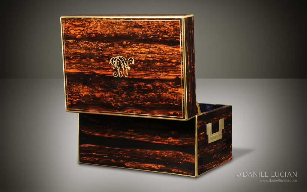 Brass Asprey Antique Jewelry Box in Coromandel For Sale