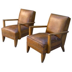 Pair of armchair 1950 leather