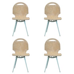 Set of Four French Mid-Century Molded Plywood Chairs