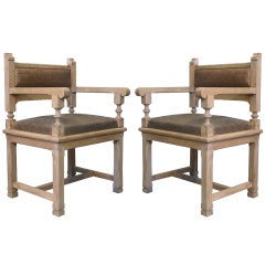 Pair of Gothic Revival Armchairs 3