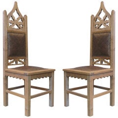 Pair of Tall Gothic Revival Chairs 3