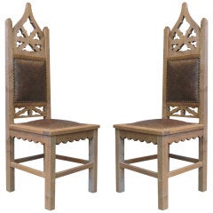 Antique Pair of Tall Gothic Revival Chairs