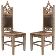 Pair of Tall Gothic Revival Chairs